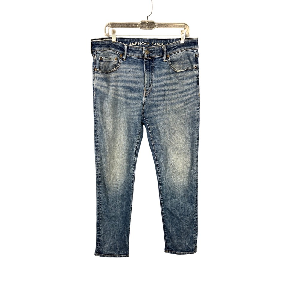 American Eagle Mens Original Straight Jeans 36x32 Medium Wash Blue Denim Stretch